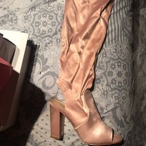 Pink over the knee boots